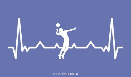 Volleyball with Heartbeat Line Design