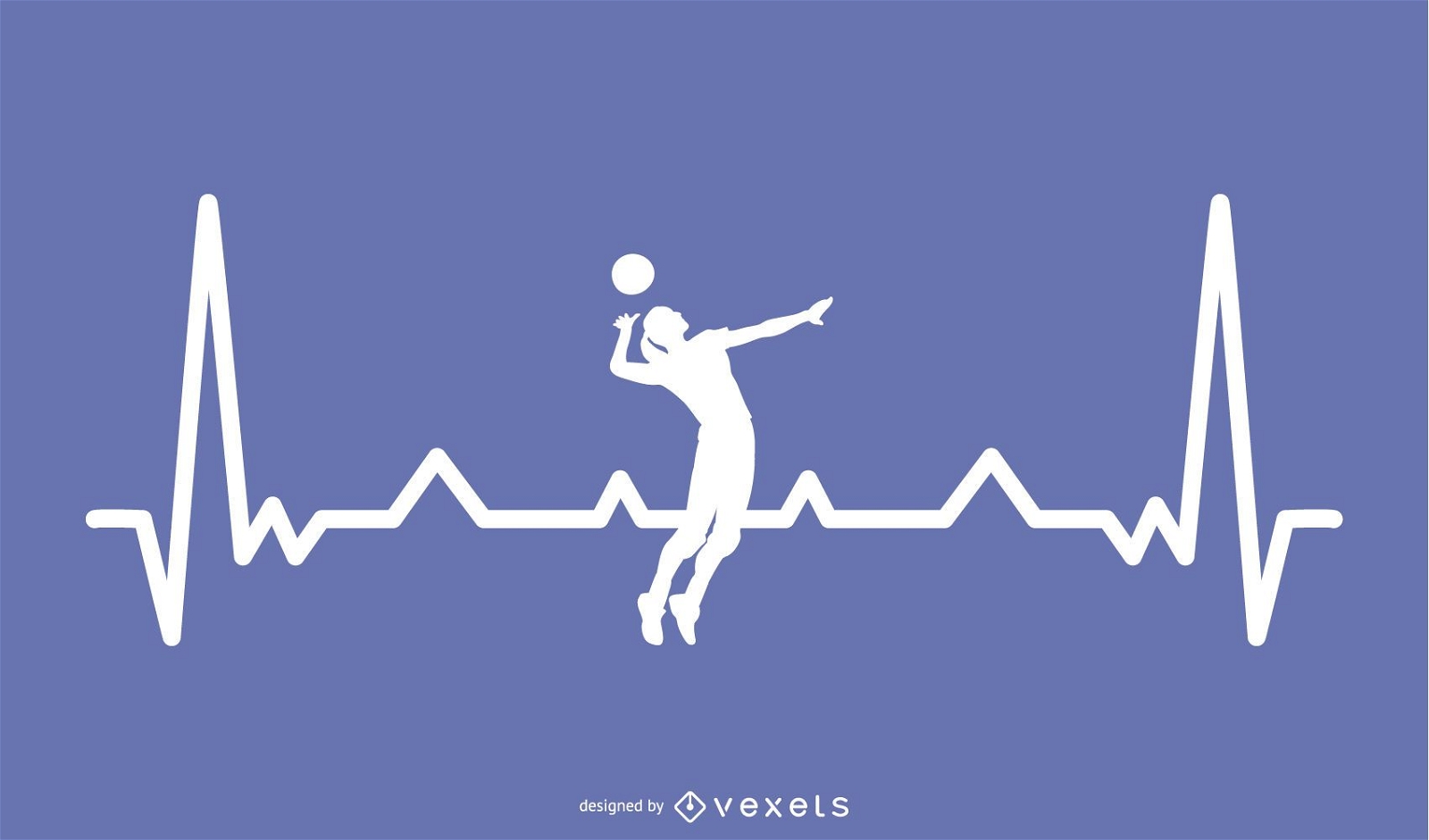 Volleyball mit Heartbeat Line Design