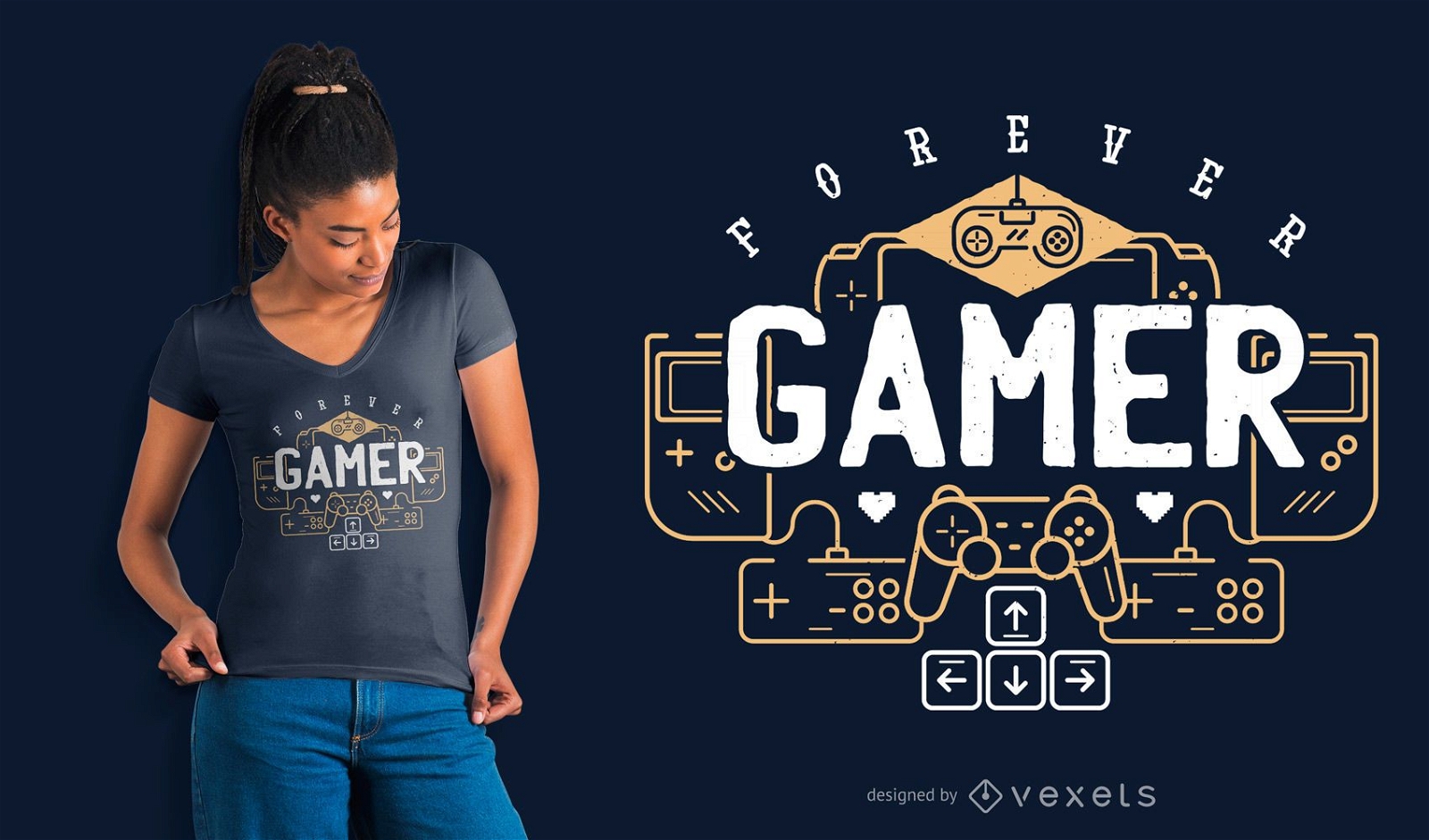 Diseño de camiseta Forever Gamer