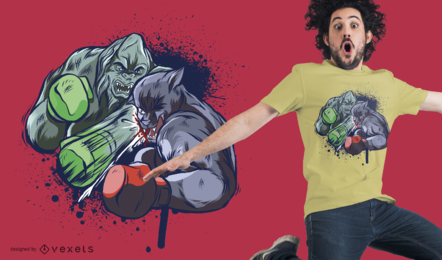 Boxing Creatures T Shirt Design Boxing Creatures T-Shirt Design