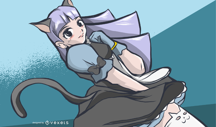 Anime Cat Maid Girl Illustration Anime Cat Maid Girl Illustration