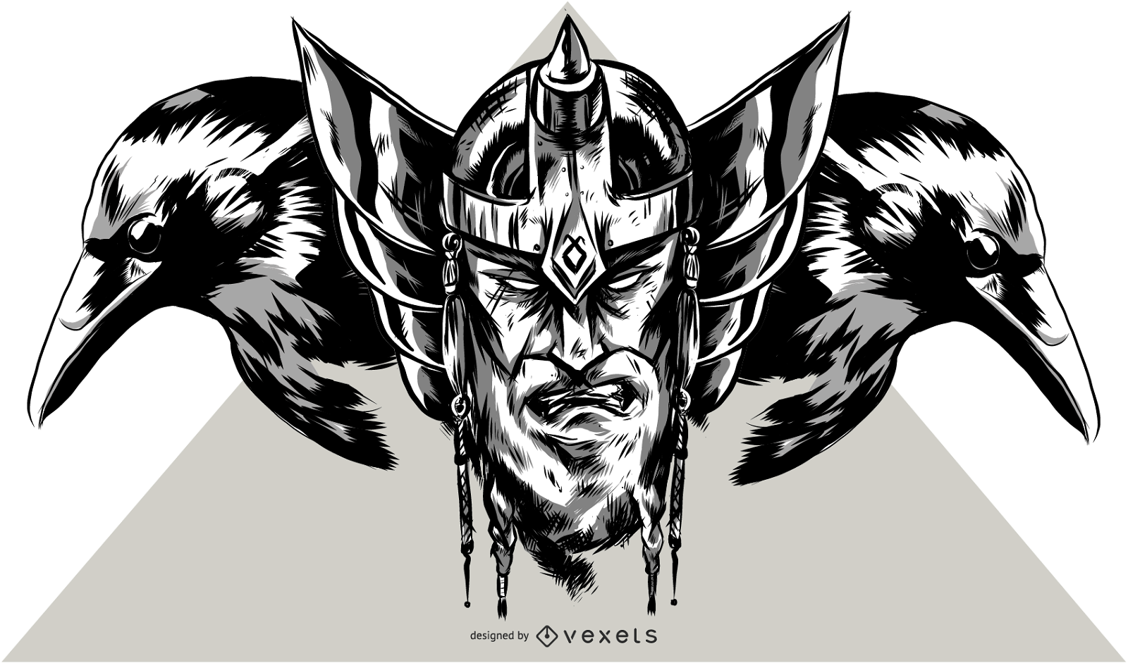 Viking and Raven Illustration 