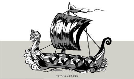 Ilustração do navio viking