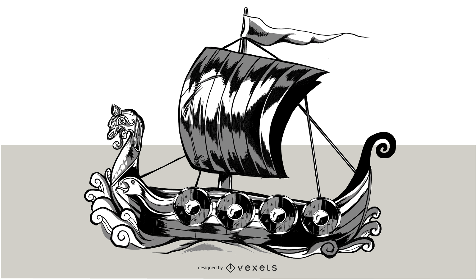 Viking Ship Illustration 
