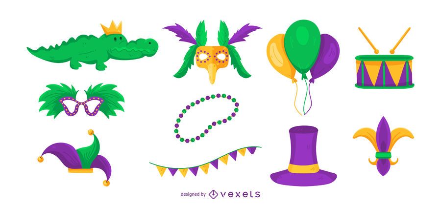 Conjunto de vectores de Mardi Gras Conjunto de vectores de Mardi Gras