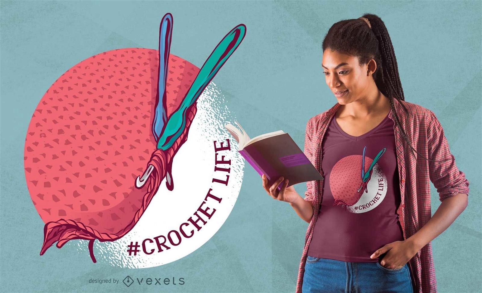 Diseño de camiseta Crochet Life