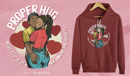 Diseño apropiado de la camiseta de los amantes del abrazo Diseño apropiado de la camiseta de los amantes del abrazo