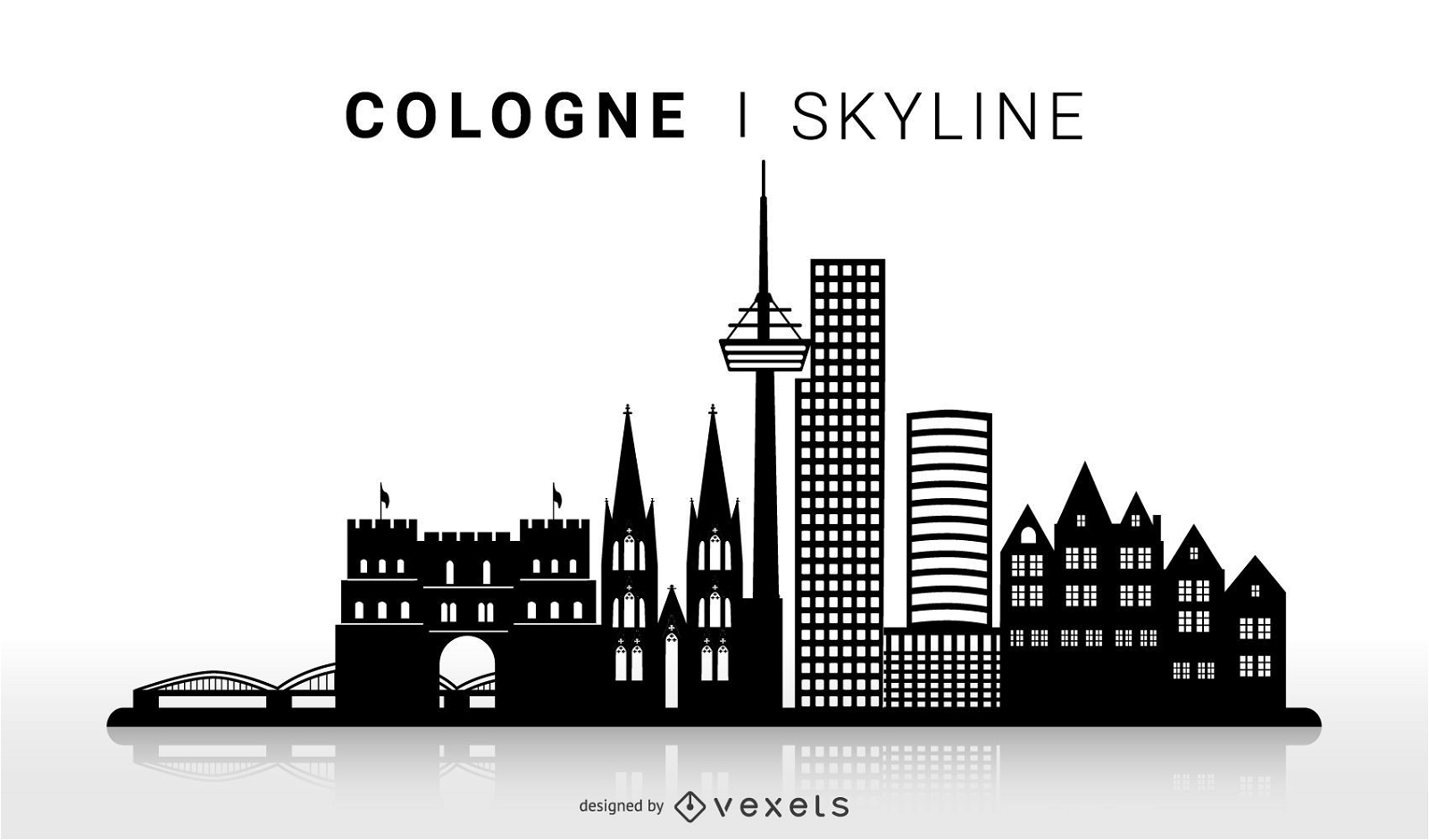 Köln Skyline Silhouette Design
