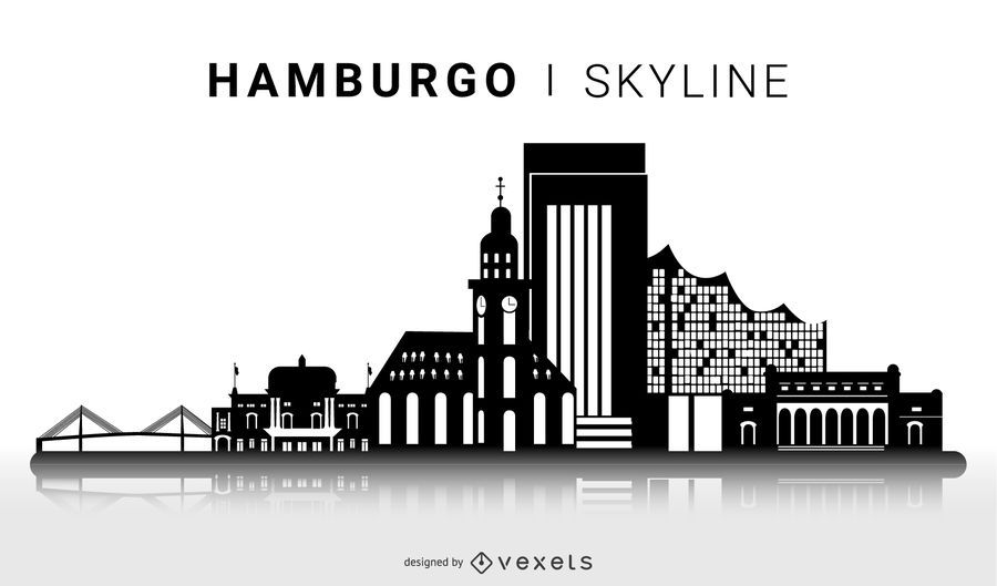 Projeto de skyline de silhueta de Hamburgo Projeto de skyline de silhueta de Hamburgo