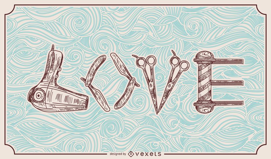 Barbeiro Hairstylist Love Ilustração Barbeiro Hairstylist Love Ilustração