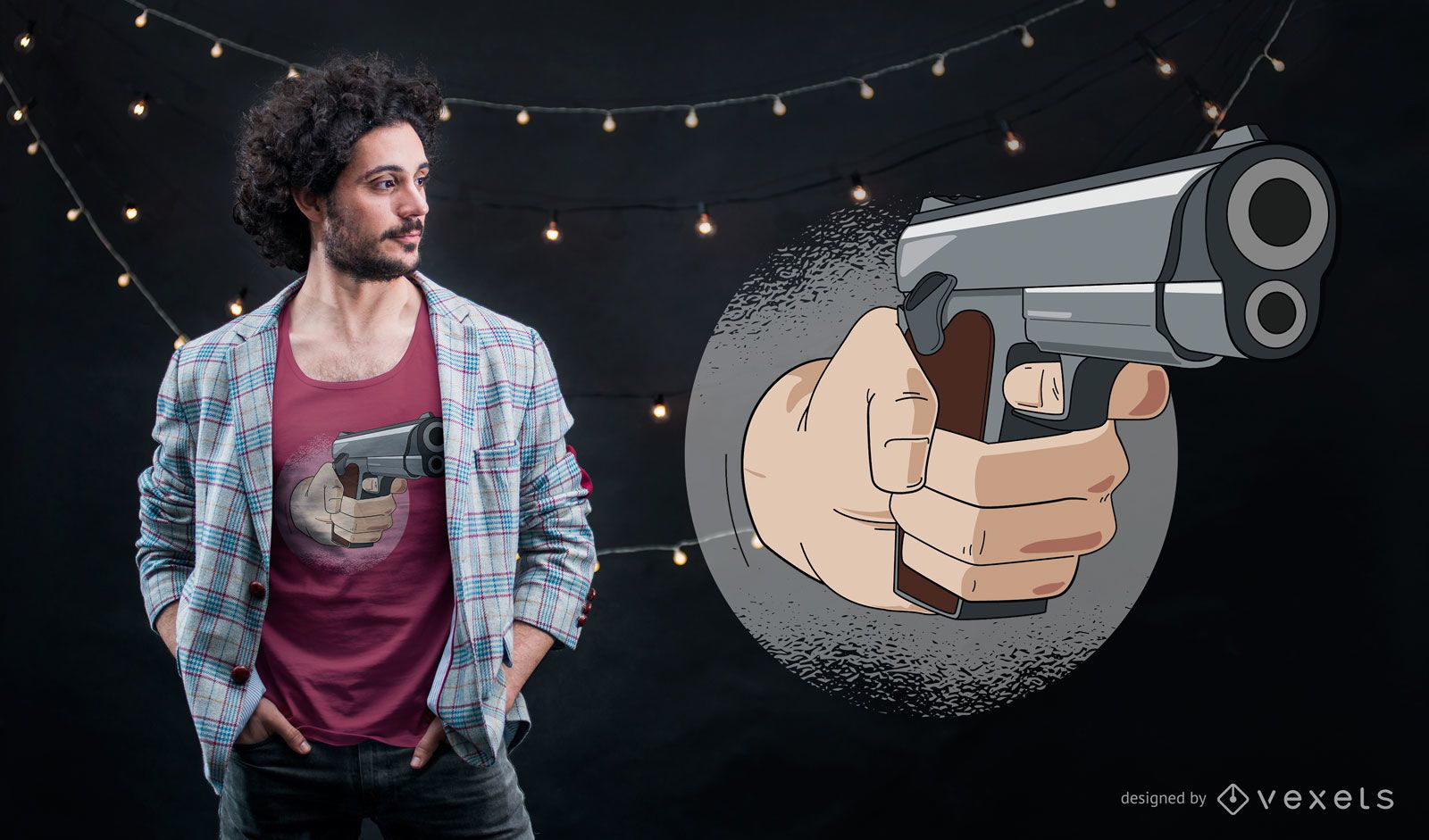 Diseño de camiseta Hand Gun