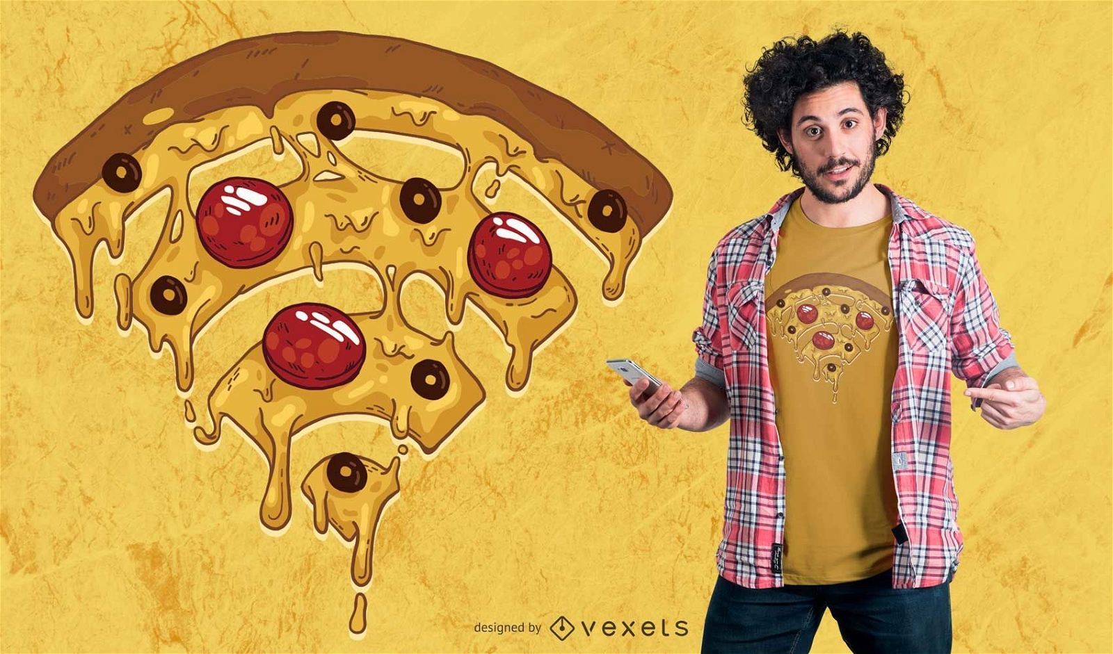 Design de t-shirt Pizza WiFi