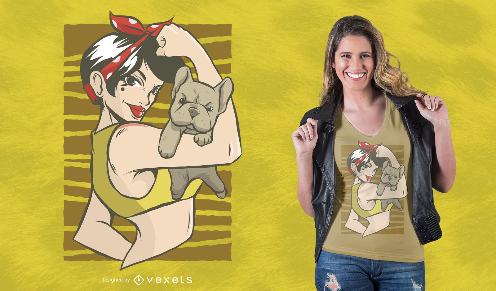 Diseño de camiseta Pinup Bulldog