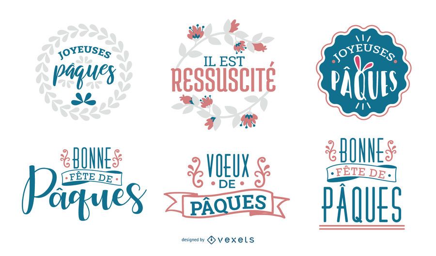 Diseño de saludo de Pascua feliz francés Diseño de saludo de Pascua feliz francés