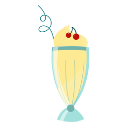 Cocktail glass cherry drinking straw flat PNG Design