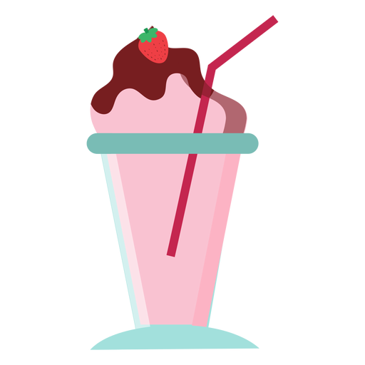 Cocktail glass strawberry drinking straw flat - Transparent PNG & SVG  vector file