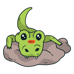 Netter Alligator Krokodil Stein Fang Schwanz flach PNG-Design
