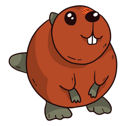 Cute beaver fat fur tooth tail rodent flat PNG Design