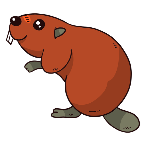 Cute beaver fur tooth tail rodent flat PNG Design