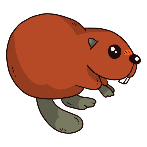Cute beaver tail fur tooth rodent flat