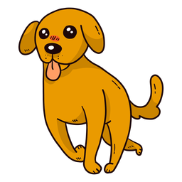Cute dog puppy ear tail tongue run flat PNG Design