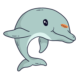 Flipper de golfinho fofo com cauda plana Desenho PNG