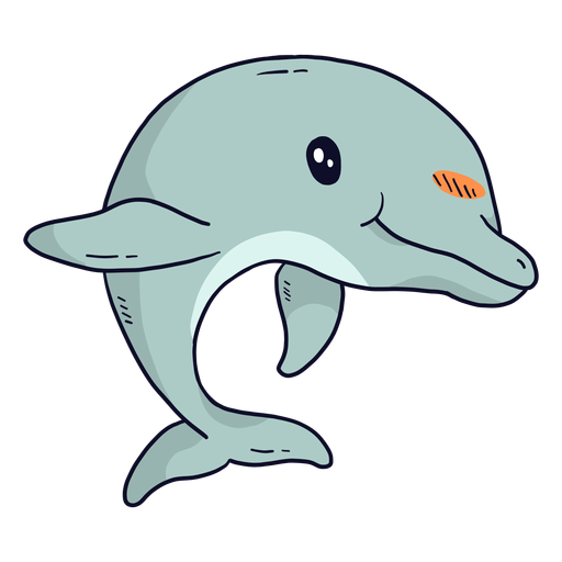 Flipper de golfinho fofo com cauda plana Desenho PNG