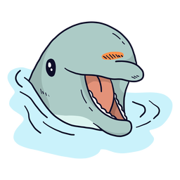 Boca de golfinho fofo dente água mar plano Desenho PNG