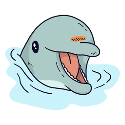 Lindo delfín boca diente agua mar plano
