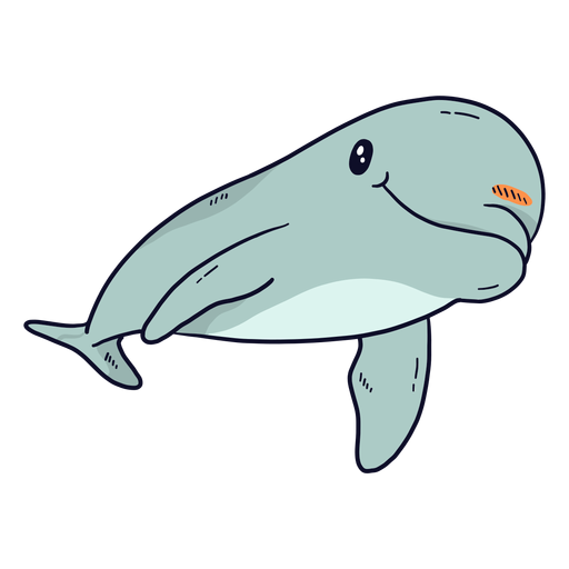 Flipper de cauda de golfinho fofo nadando plano Desenho PNG