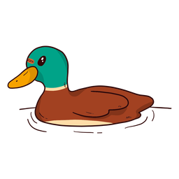 Niedliche Drake Ente Wildente Schnabel Wasser schwimmen flach PNG-Design