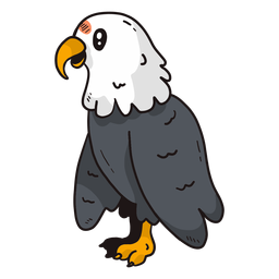 Bico de águia fofo com asa de garra achatada Desenho PNG