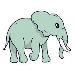 Cute elephant ear ivory trunk tail flat Transparent PNG