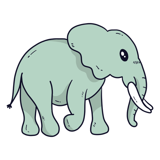 Bonito elefante orelha marfim tronco tronco plano Desenho PNG