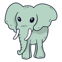 Lindo elefante marfil oreja tronco plano Diseño PNG