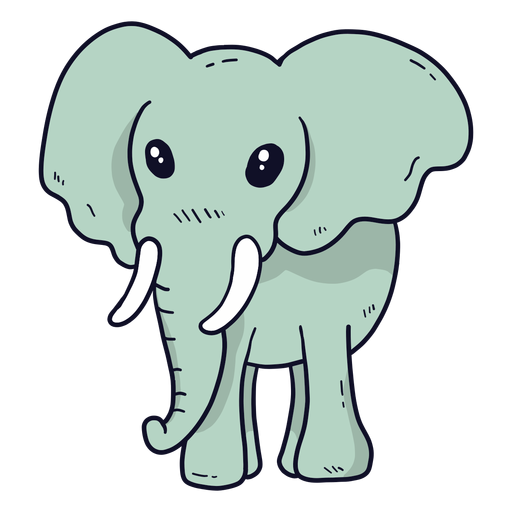 Bonito elefante marfim orelha tronco plano Desenho PNG