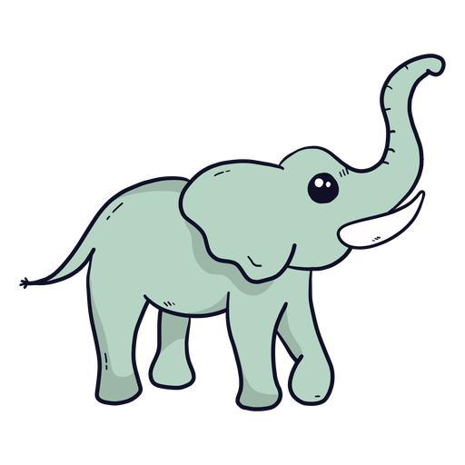 Elefante fofo orelha de marfim com cauda achatada Desenho PNG
