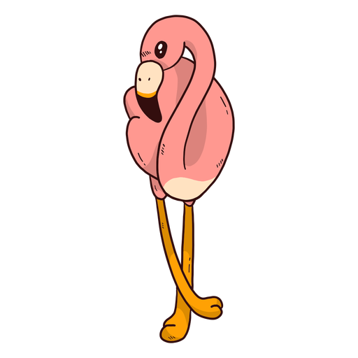 Cute flamingo beak pink leg flat PNG Design