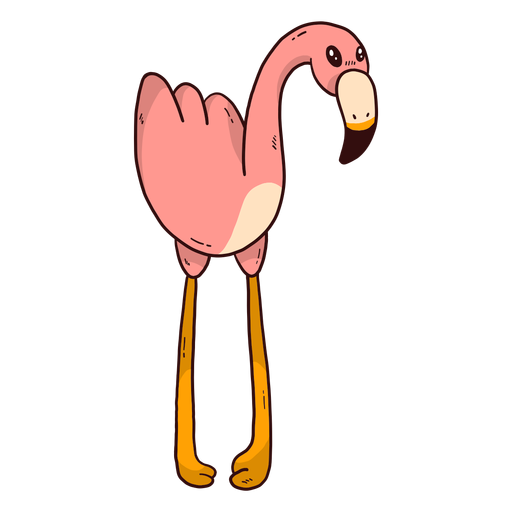 Bonito flamingo perna bico rosa plana Desenho PNG