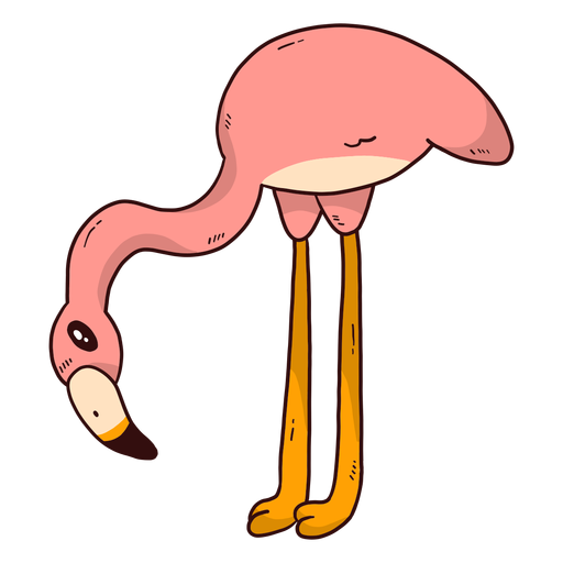Bonitinho flamingo rosa bico perna plana Desenho PNG