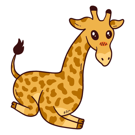 Girafa gira com cauda alta e ossicones planos Desenho PNG