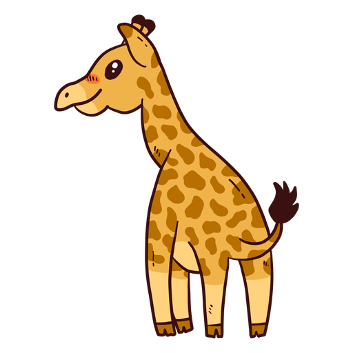 Cute giraffe tail neck tall long ossicones flat PNG Design