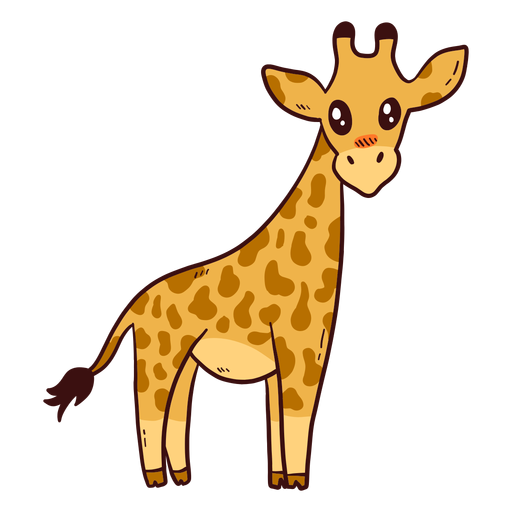 Cute giraffe tall neck tail long ossicones flat PNG Design