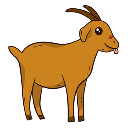 Cute goat hoof horn tail tongue flat PNG Design