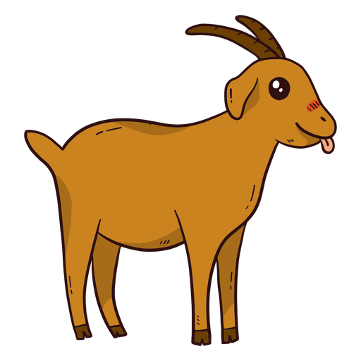 Cute goat hoof horn tail tongue flat PNG Design