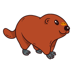 Cute ground hog marmot fur muzzle tail flat PNG Design Transparent PNG