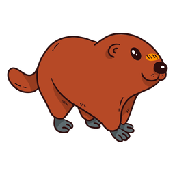 Linda cola de hocico de piel de marmota de cerdo de tierra plana Diseño PNG