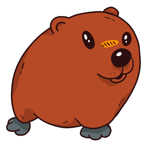 Fofo porco-da-terra marmota focinho de pelo plano Desenho PNG