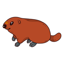 Cute ground hog marmot muzzle tail fur flat PNG Design