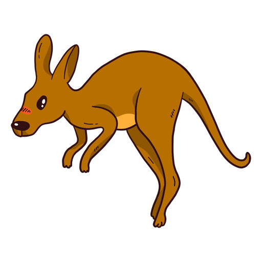 Cute kangaroo baby kangaroo ear tail leg jump flat PNG Design